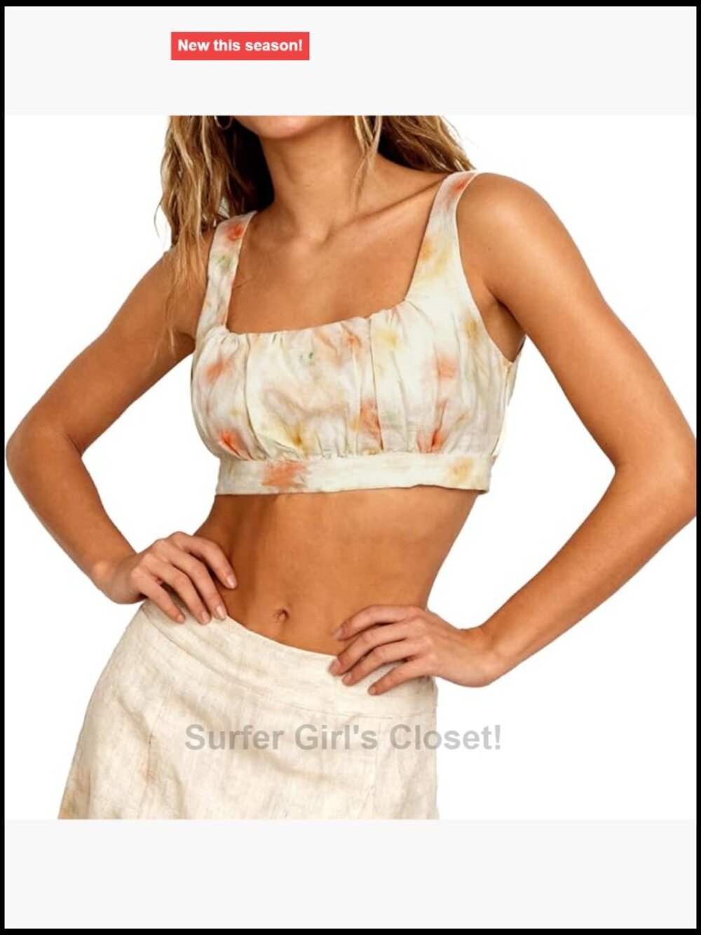 100% Linen Crop Sleeveless Tank Top Summer Square Neck Smocked Back